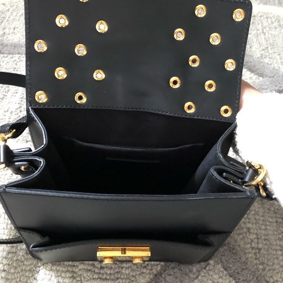 RED Valentino Bags Red Valentino Black Leather Grommet Shoulder Bag